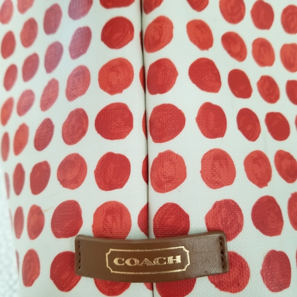 COACH Orange Coated Canvas & Leather Painted Dot Tote Satchel Bag #29432 Handbag - Picture 4 of 8